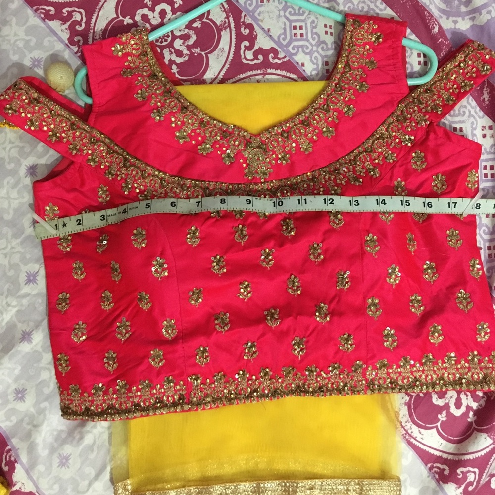 Lehenga in Yellow and Pink - Picture 11 of 16